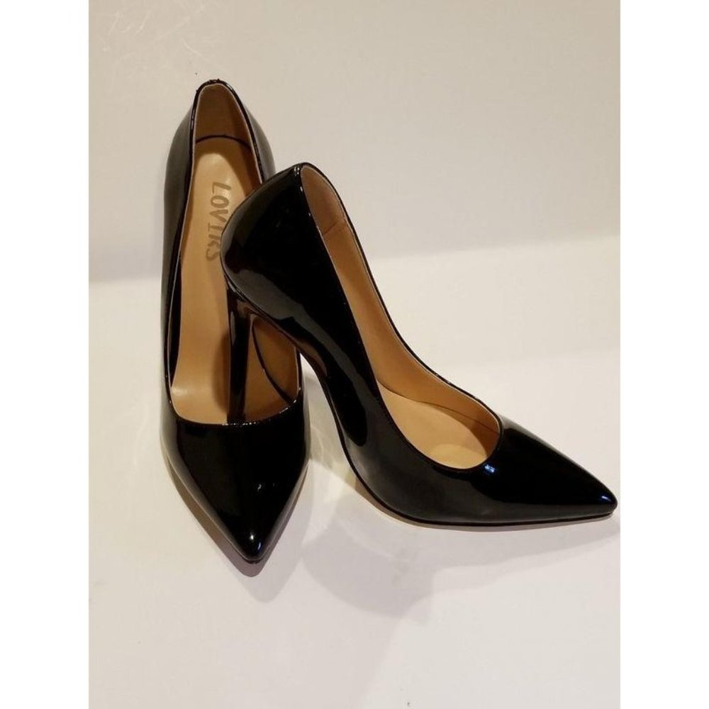 Black Shiny Pointy Toe High Heels
